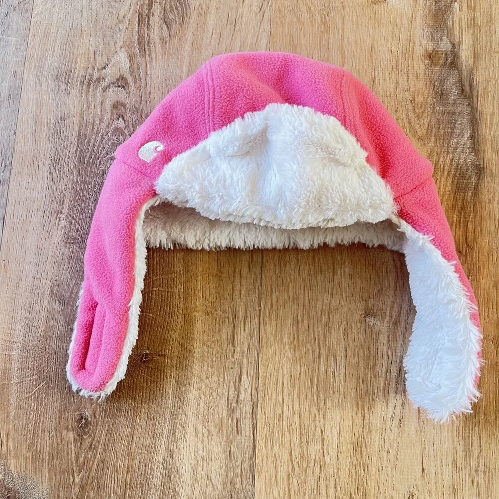 Carhartt Infant Beanie Pink Sherpa Ear Flap Fleece Lined Warm Outdoor Hat